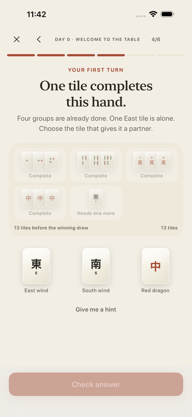 A Baithak lesson — choosing the winning tile